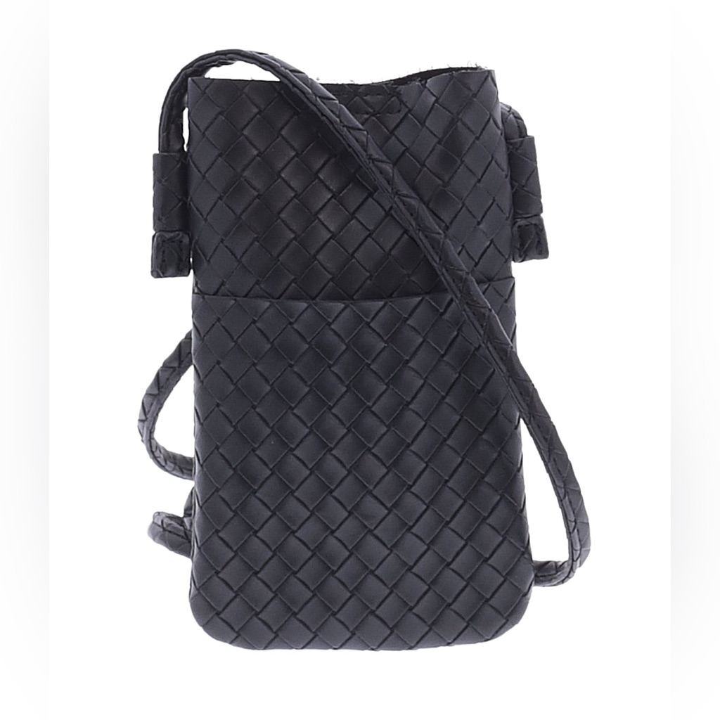 Black Woven Phone Pouch Crossbody Bag